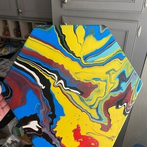 Abstract Hexagonal Canvas Art - Multicolor